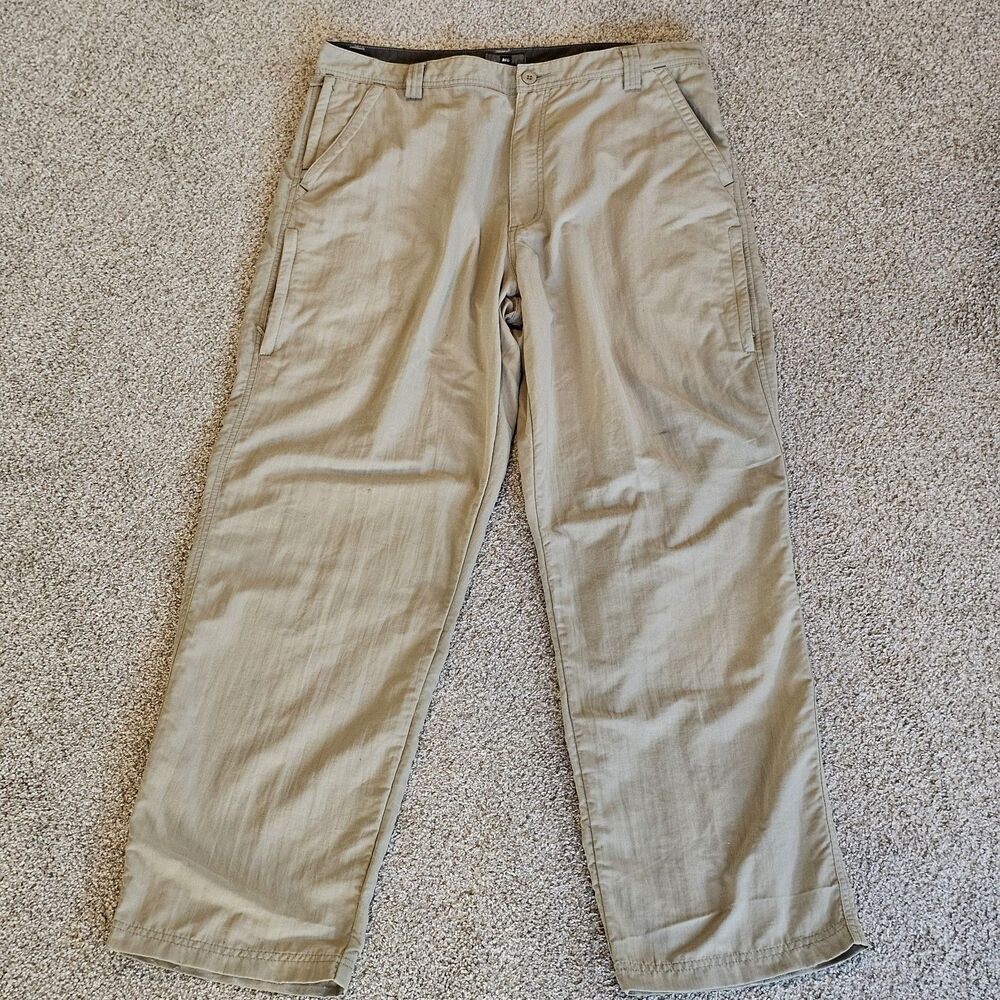 REI Co-Op Mens Hiking Pants 36x32 Khaki Beige 100% Nylon UPF 50+ Trail Utility